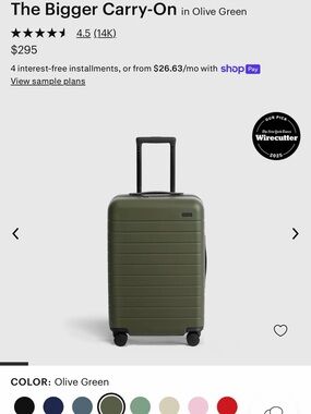 BRAND NEW Away Olive Green Spinner Carry-On